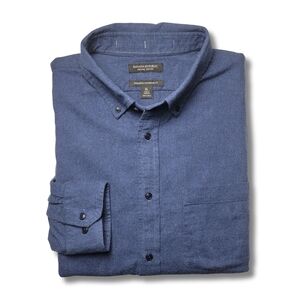 Banana Republic Royal Navy Organic Cotton Untucked Flannel Shirt XL